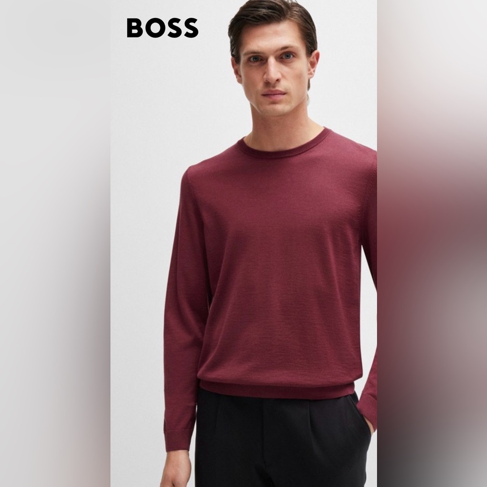 Hugo Boss Men's Dark Red Crewneck Sweater